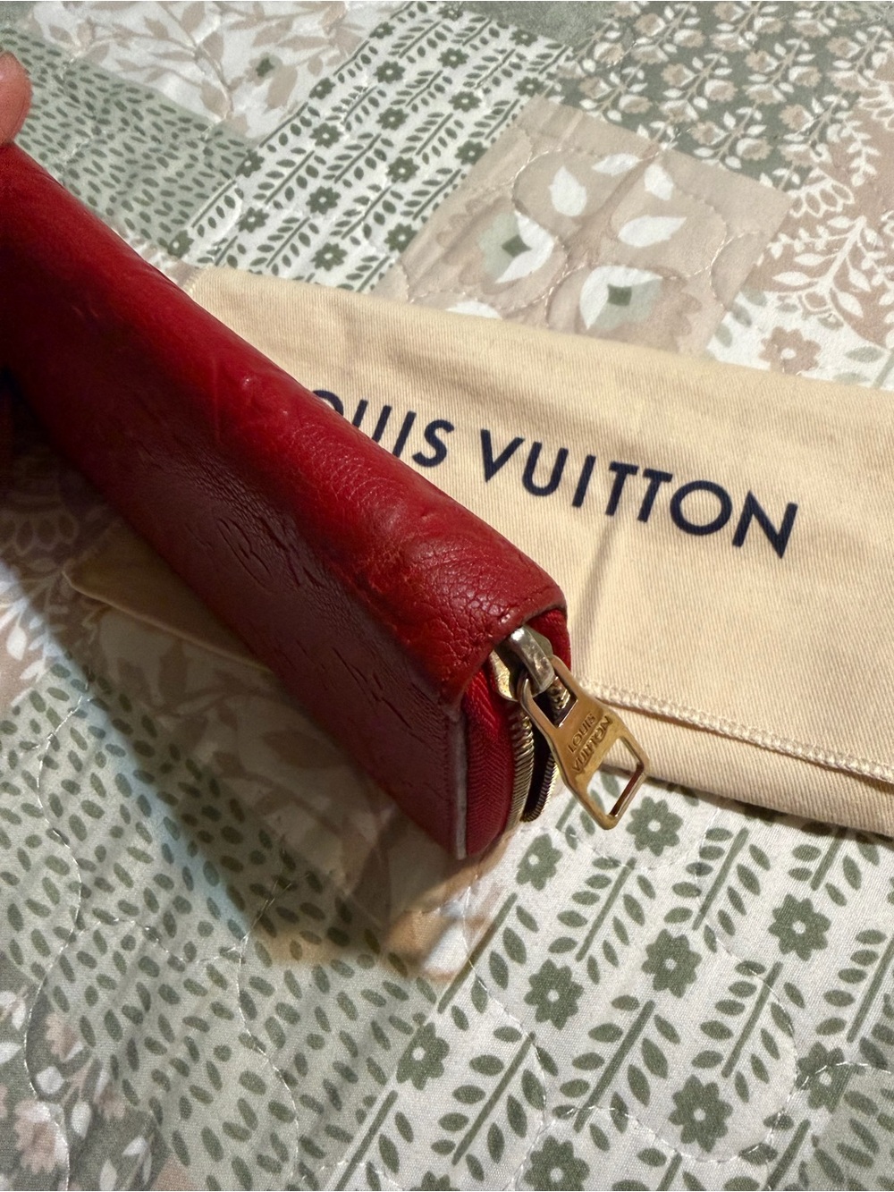 Louis Vuitton Red Embossed Monogram Zip Wallet - Picture 7 of 9